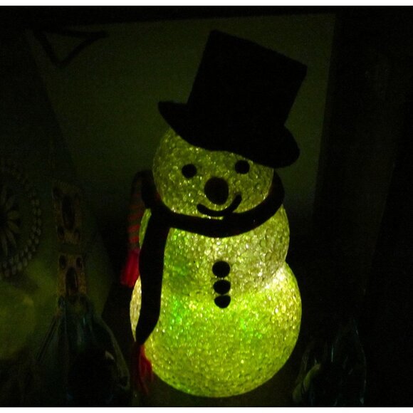 Vintage Melted Plastic Popcorn Snowman Tabletop Decoration - Picture 2 of 10